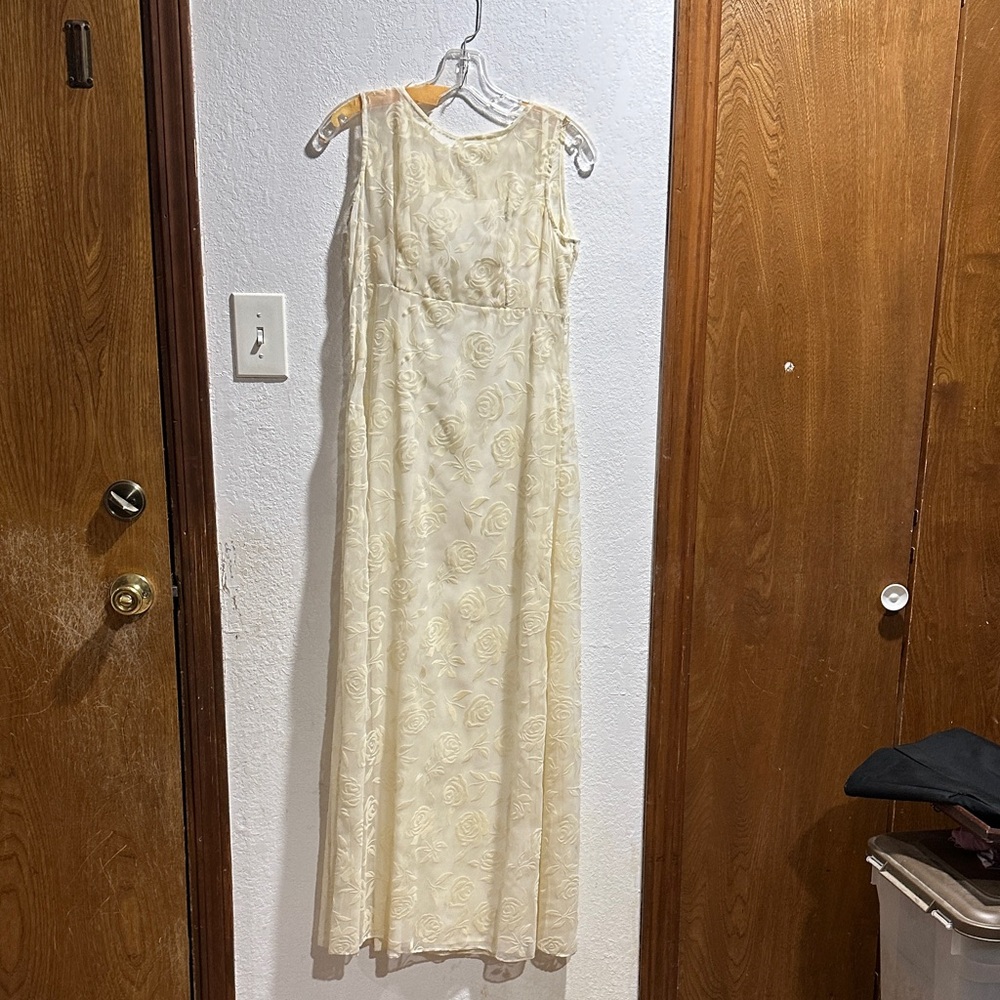 Dessy Collection Cream Floral Maxi Dress